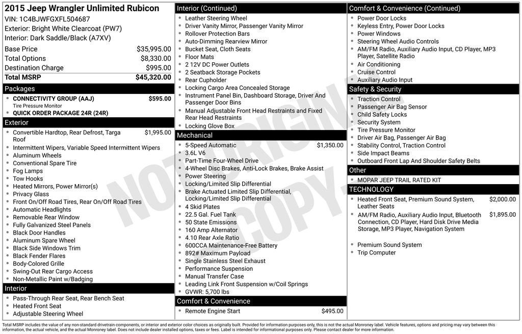 2015 Jeep Wrangler Unlimited Rubicon