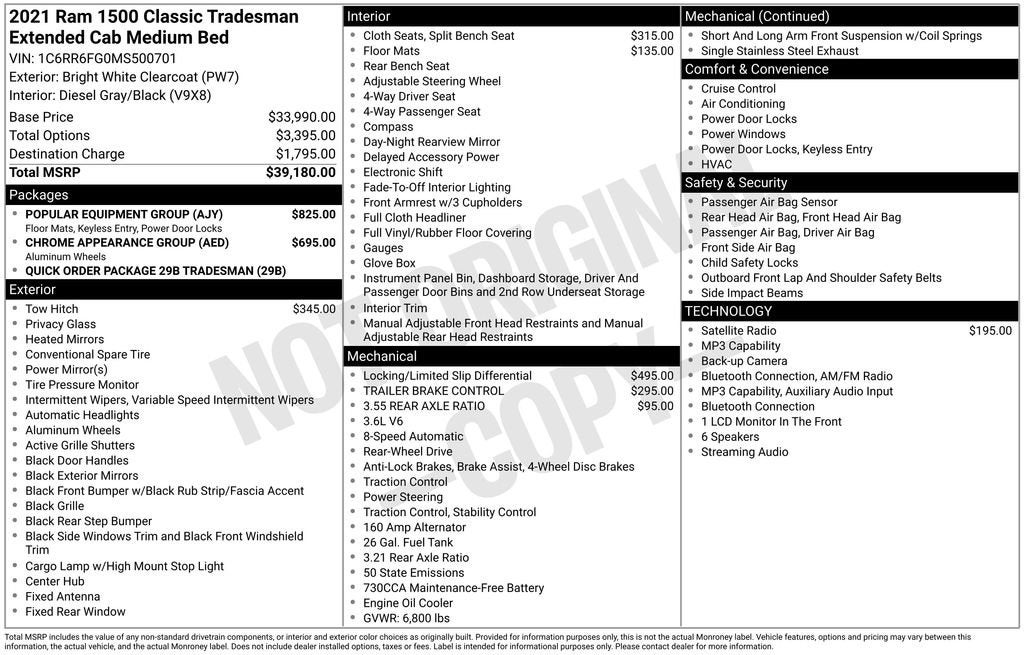 2021 RAM 1500 Classic Tradesman