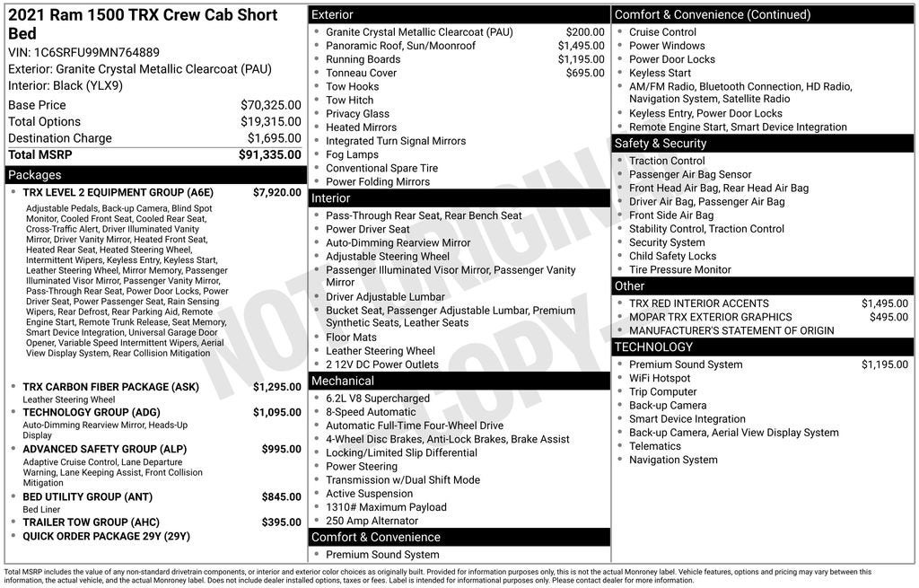 2021 RAM 1500 TRX