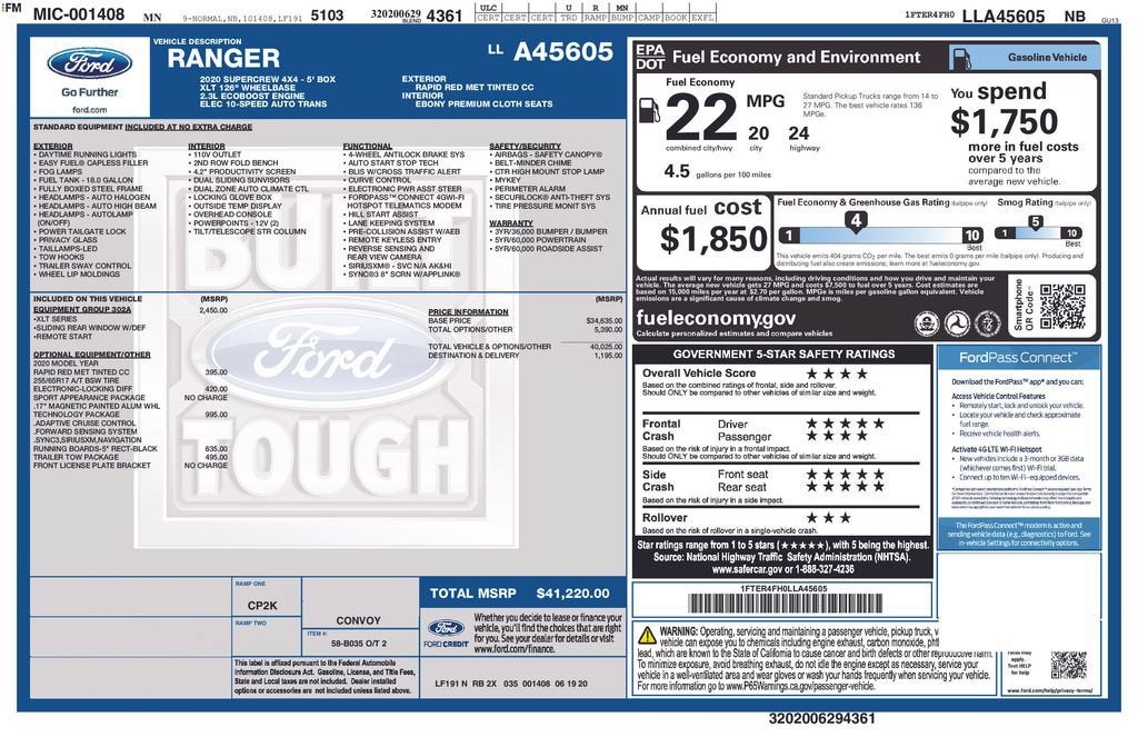 2020 Ford Ranger XL