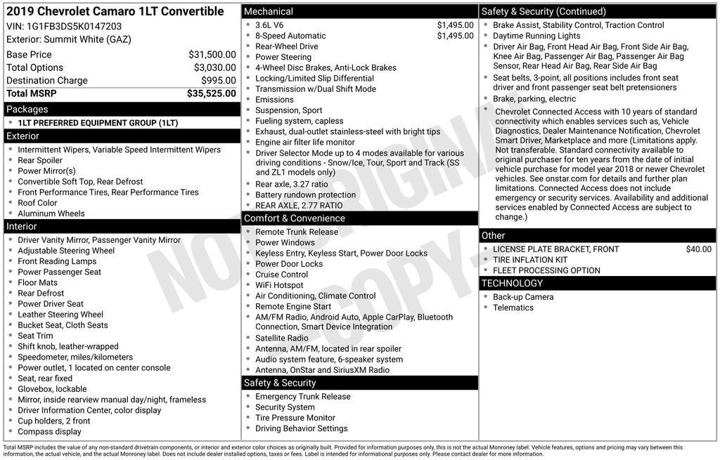 2019 Chevrolet Camaro 1LT