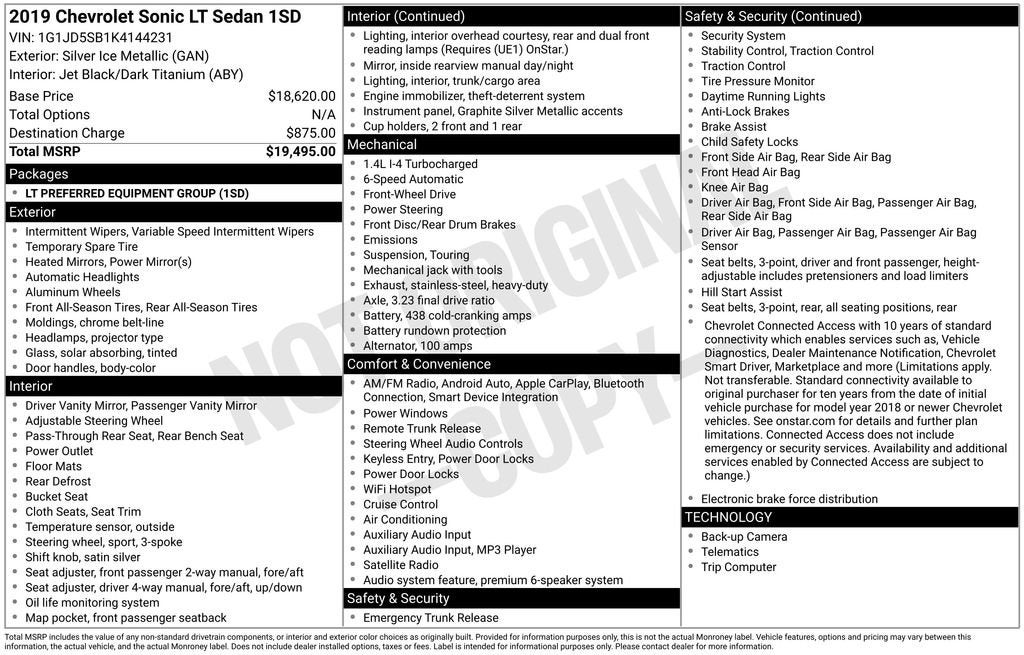 2019 Chevrolet Sonic LT