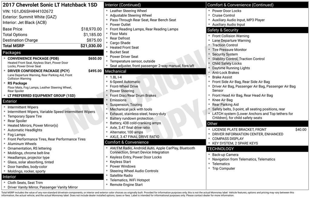 2017 Chevrolet Sonic LT