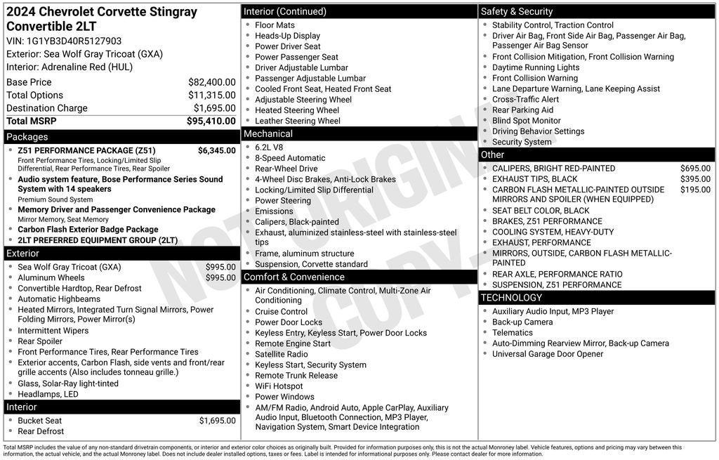 2024 Chevrolet Corvette Stingray 2LT