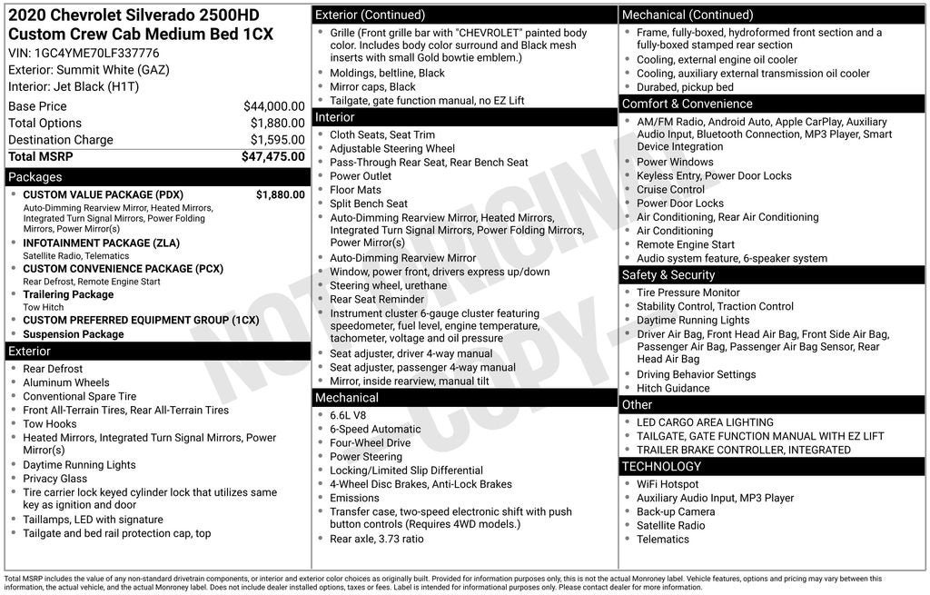 2020 Chevrolet Silverado 2500 HD Custom