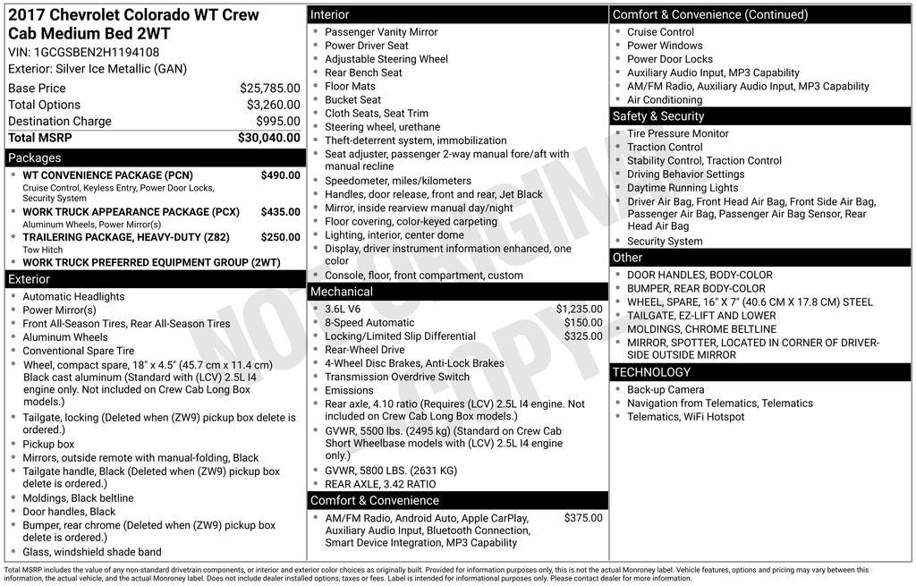 2017 Chevrolet Colorado 2WD WT