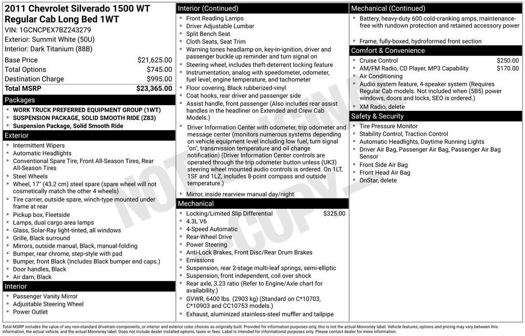 2011 Chevrolet Silverado 1500 Work Truck