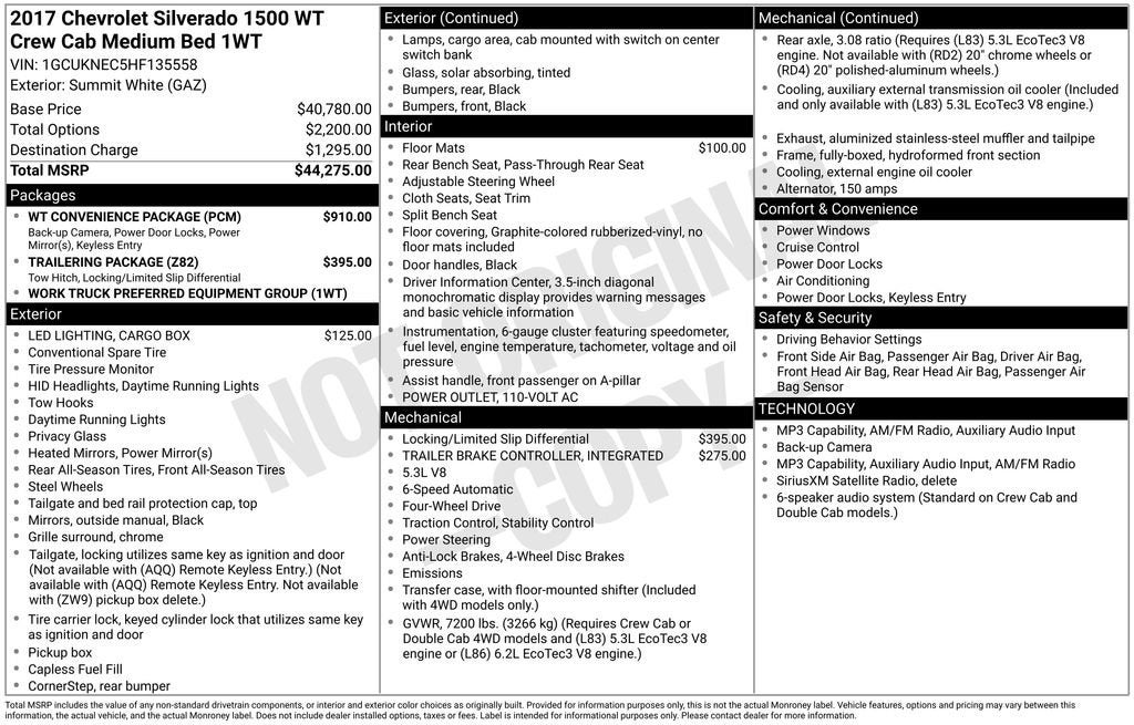 2017 Chevrolet Silverado 1500 Work Truck