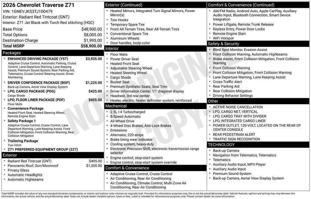 2026 Chevrolet Traverse Z71