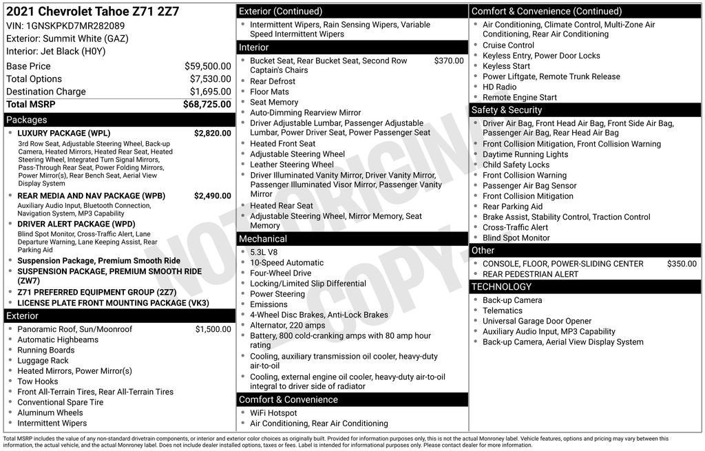2021 Chevrolet Tahoe Z71