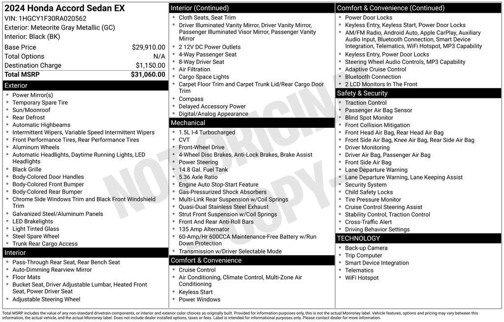 2024 Honda Accord Sedan EX