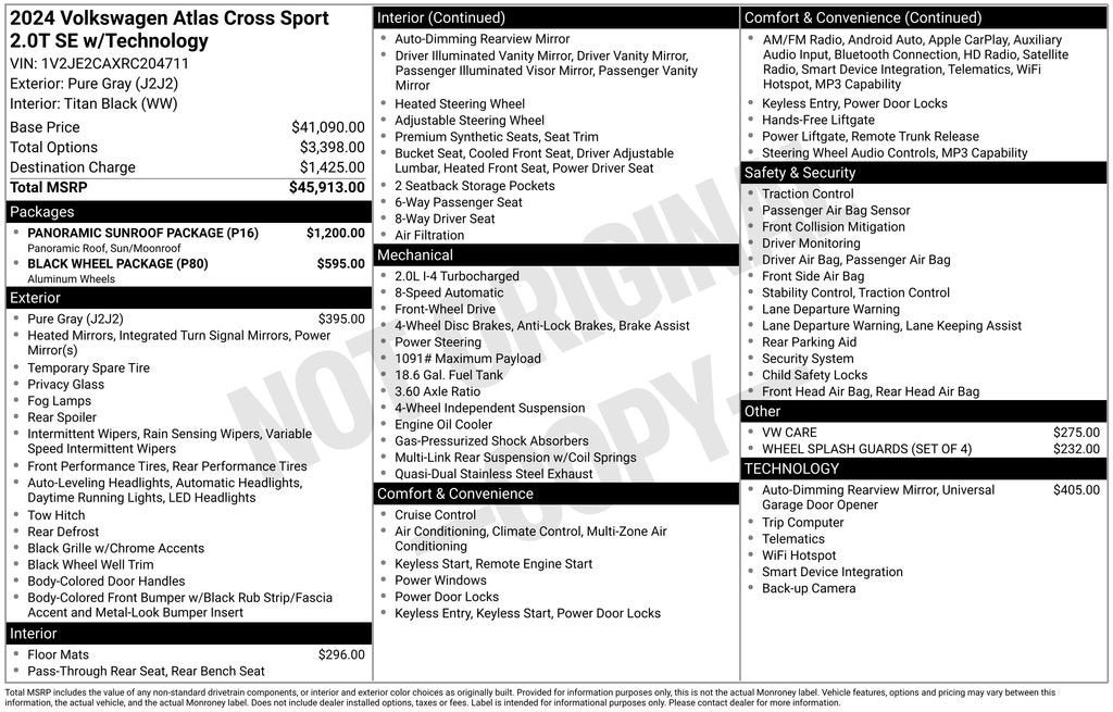 2024 Volkswagen Atlas Cross Sport 2.0T SE w/Technology