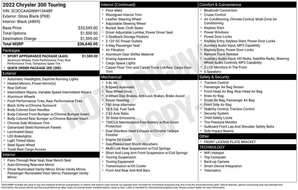 2022 Chrysler 300 Touring