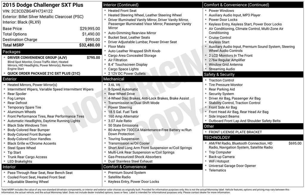 2015 Dodge Challenger SXT Plus