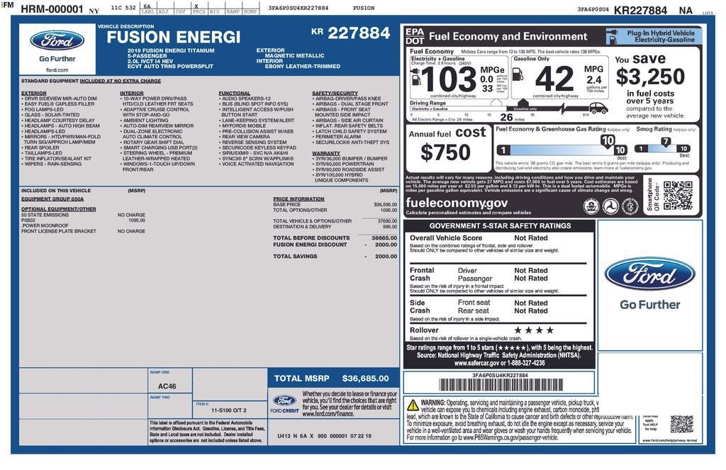 2019 Ford Fusion Energi Titanium