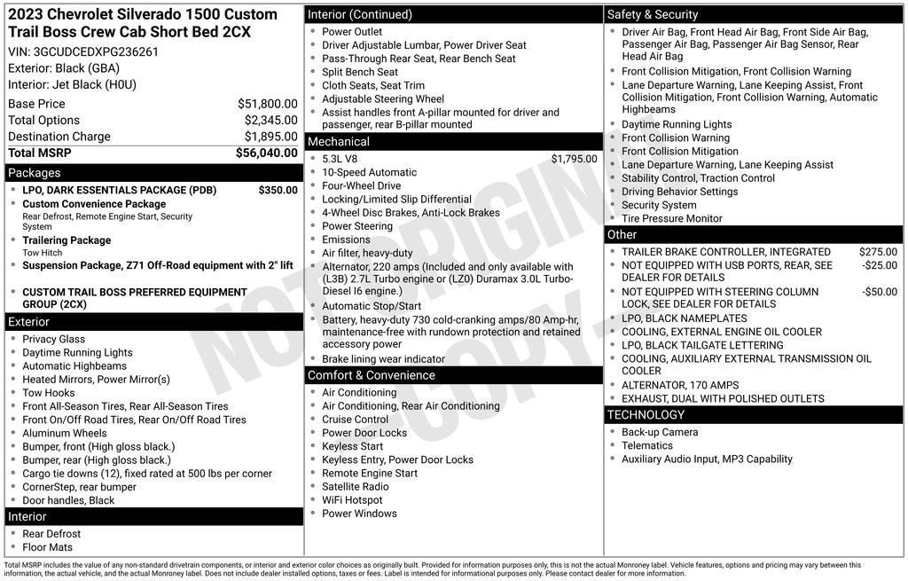 2023 Chevrolet Silverado 1500 Custom Trail Boss