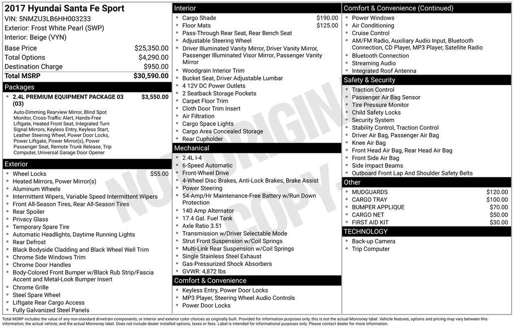 2017 Hyundai Santa Fe Sport 2.4L