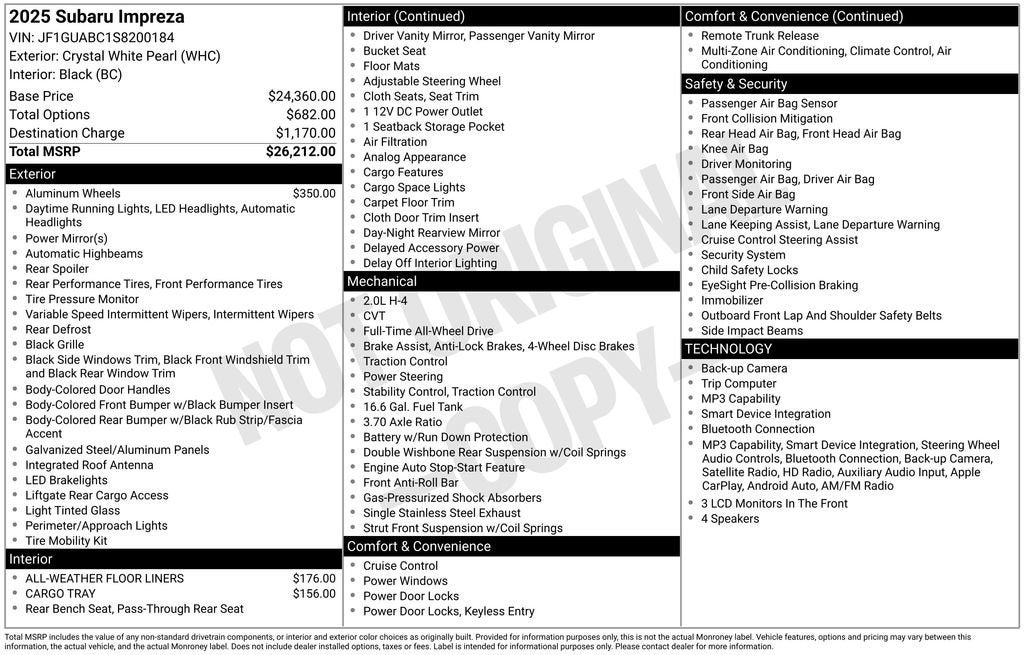 2025 Subaru Impreza BASE