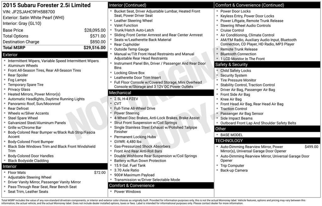 2015 Subaru Forester 2.5i Limited
