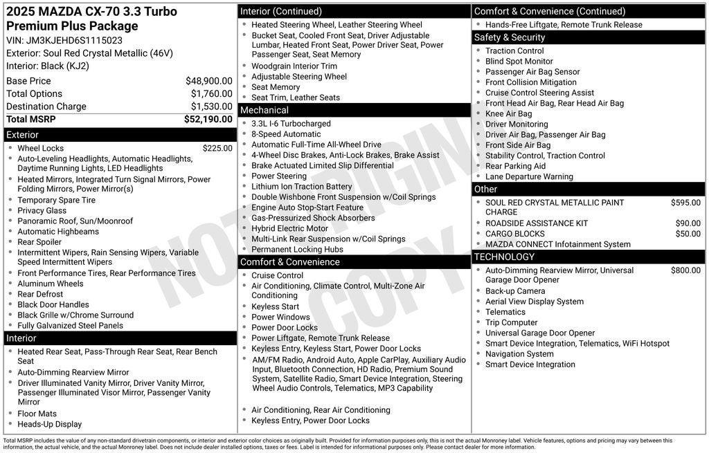 2025 Mazda Mazda CX-70 3.3 Turbo Premium Plus Package