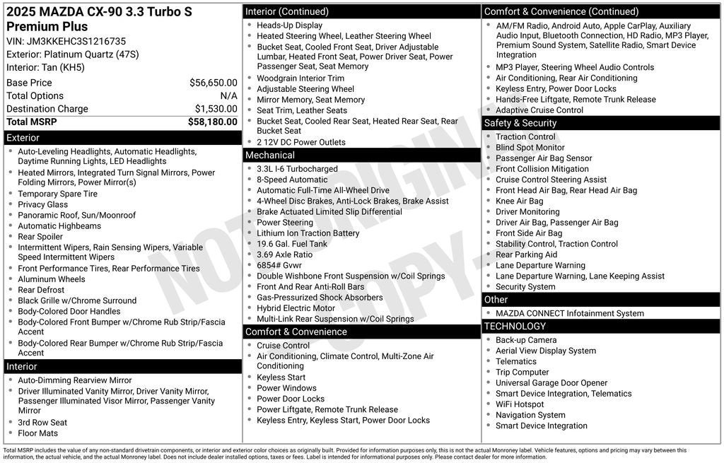 2025 Mazda Mazda CX-90 S Premium Plus Package