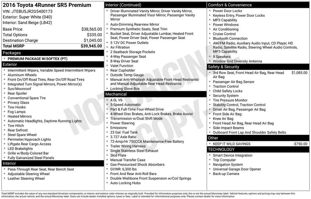2016 Toyota 4Runner Limited