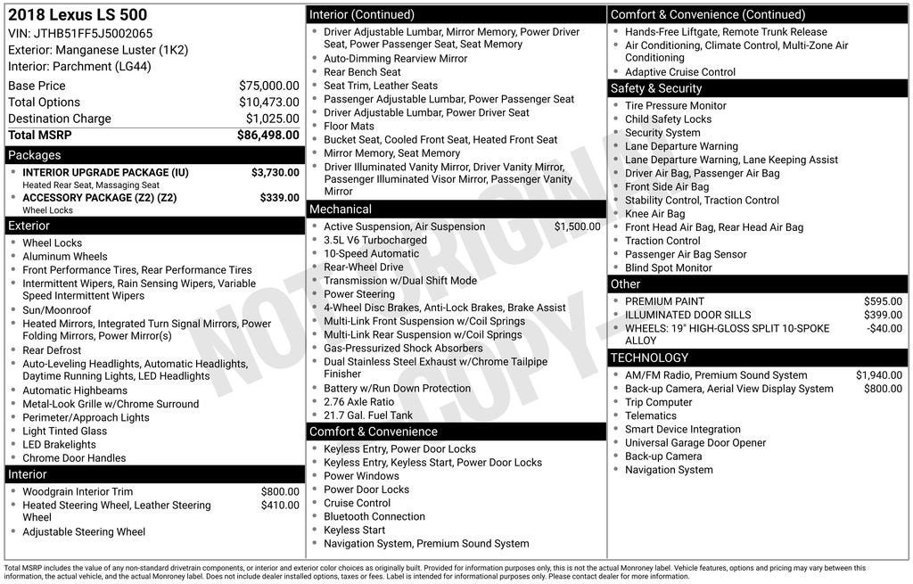 2018 Lexus LS LS 500