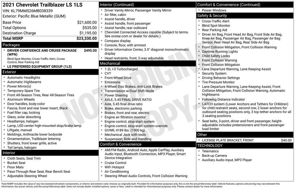 2021 Chevrolet Trailblazer LS
