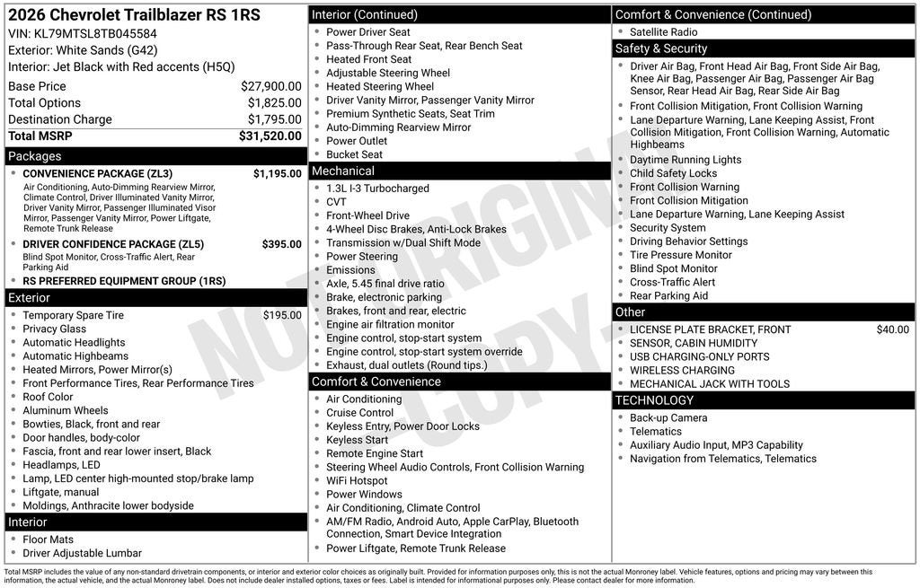 2026 Chevrolet Trailblazer RS