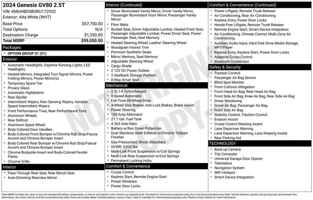 2024 Genesis GV80 NA
