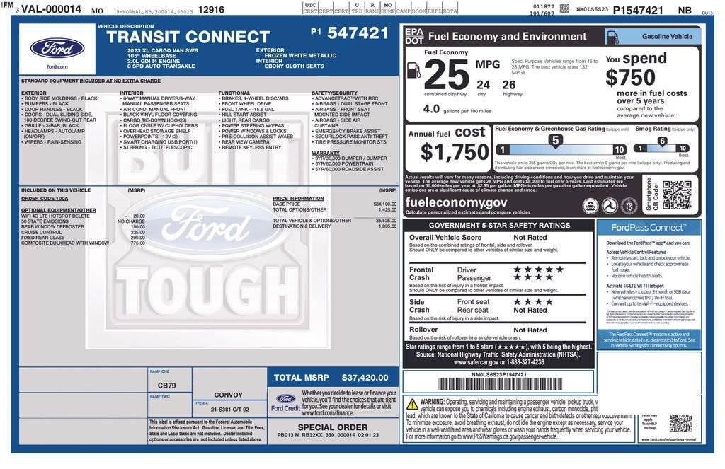 2023 Ford Transit Connect Van XL