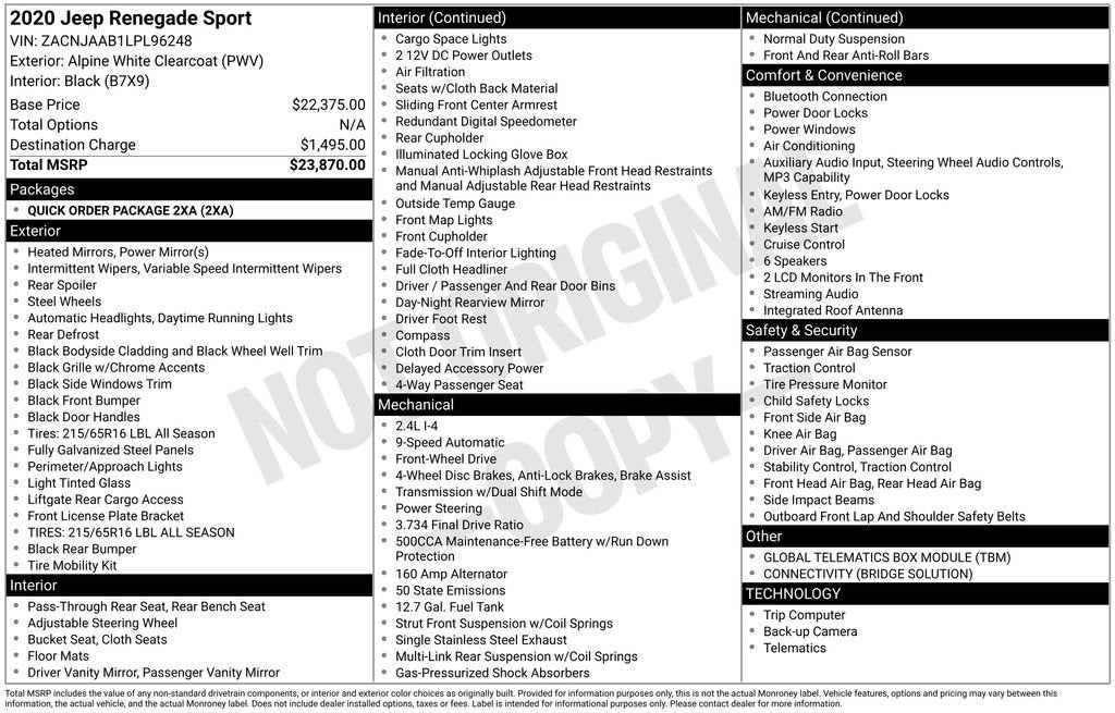 2020 Jeep Renegade Sport